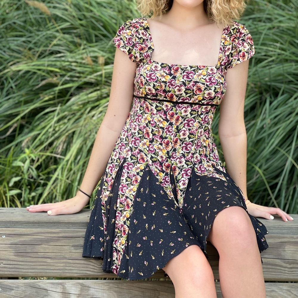 Floral print sun dress | open back